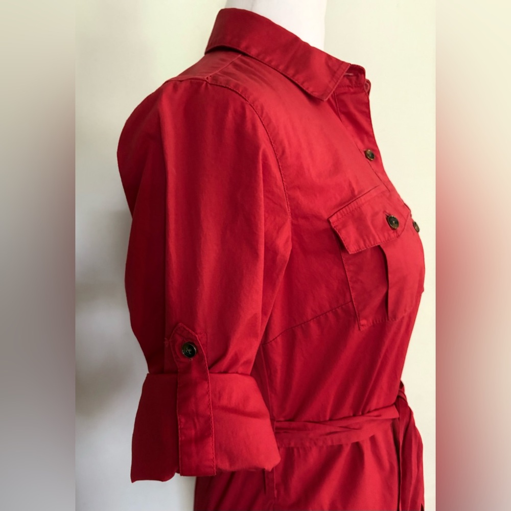 Banana Republic, Shirt Dress with Belt, Pockets and Roll Tab Sleeves, Size 4 - Picture 4 of 6